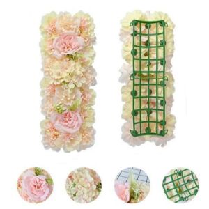 OKKFINE Arc Rose Flower Panel Table Arrangement Artificial Flower Row Baby Shower Decoration Wedding Wall Background Decor Party Supplies