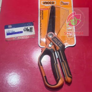 Kéo cắt dây điện cao cấp 170mm chất liệu thép không rỉ mạ titan INGCO HES051708. Kéo cắt vải giấy đa năng HSCRS832558