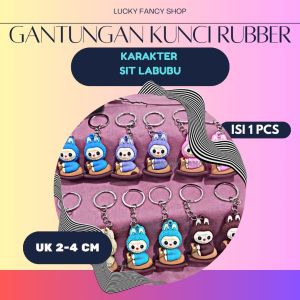 GANTUNGAN KUNCI KARET KARAKTER SIT LABUBU KARTUN RUBBER KEYCHAIN HADIAH SOUVENIR LUCU