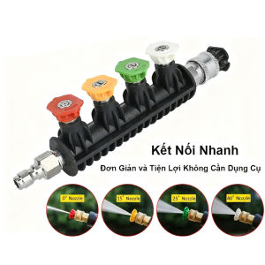 Cần Nối Dài Súng Xịt Cao Áp 15cm - Có Đế Cắm 4 Béc Phun 1/4in - Đầu Nối Nhanh Tiện Lợi Cho Rửa Xe