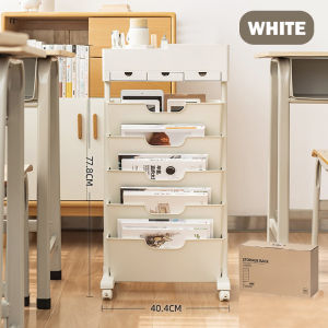 【DAILY ESSENTIAL】 Desk Side Storage Rack Bookshelf Side Table With Wheels Student Organizer Portable Lightweight