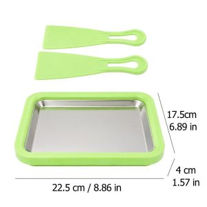 Multifunctional Ice Cream Ice Tray / 304 Stainless Steel Fried Ice Machine / Household DIY Rolled Fried Ice Maker with 2 Shovels