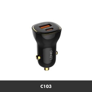 LDNIO C103 ( 1 X USB + 1 X PD ) / C104 ( 2 X PD ) 60W FAST CHARGE CAR CHARGER
