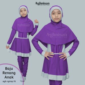 Baju Renang Anak Muslim Muslimah Perempuan usia SD 7 sampai 12 tahun by Aghnisan Collection