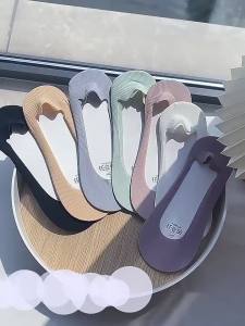 [Free Shipping] WomenS Summer Thin Non-Slip Low-Cut Invisible Socks Cut-To-Fit Anti-Slip Non-Falling Heel Pure Cotton Sole Silicone Non-Falling Heel Ice Silk Boat Socks