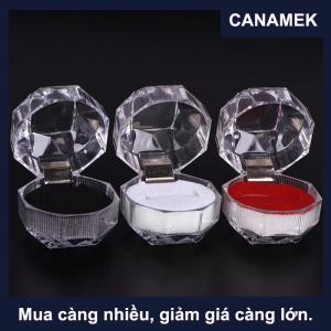 【CANAMEK】 Rõ ràng Acrylic đồ trang sức Hộp quà tặng cho người giữ Nhẫn cưới đính hôn hiện tại mới