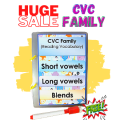 Flashcards for kids CVC Family / Short AEIOU / Long AEIOU / Blended words / Reading / Kids / School Materials / Learning / Kinder / Preschool / Essential Pang Bata / Essential For Home Schooling / Kids / Learn / Read / Write. 