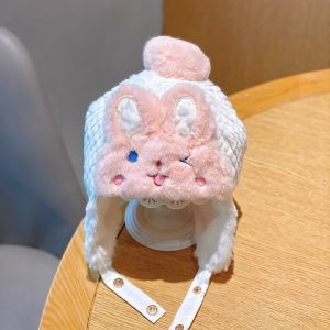 Cute Baby Ear Protection Hat Winter Warm Faux Fur Beanie Cap for Infant Cartoon Rabbit Toddler Girls Plush Hats Gorras
