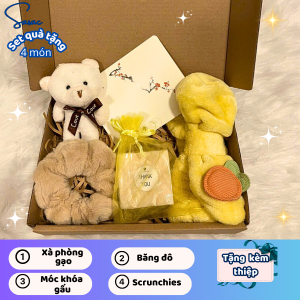 Quà Tặng Bạn Gái Ý Nghĩa Băng Đô Scrunchies Móc Khóa Gấu Xà Phòng Handmade Siêu Thơm Lành Tính [GÓI QUÀ&TẶNG THIỆP]