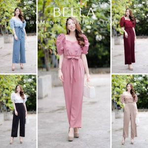 Jumpsuit จั้มสูทขายาว มีไซส์สาวเล็ก สาวอวบ S32 35นิ้ว M36 39นิ้ว L40 42นิ้ว XXL44 46นิ้ว ชุดออกงานหรูๆ ชุดออกวานสาวอวบ แฟชั่นผู้หญิง BELLA JL03