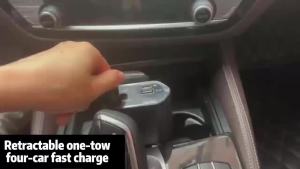 4-In-1 Vehicle Charger 120 Watt Fast Charging Retractable Cable 2 USB Ports Compatible With All Vehicles Dual TYPE-C