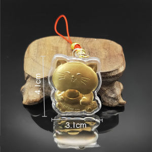 Imitation Gold foil lucky cat keychain gold ingot cat keychain pendant Golden Treasure Cat Pendant phone cat pendant gold cat