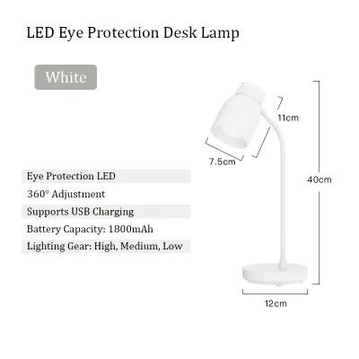 Table Lamp Study Light LED Table Lamp Ajustable Desk Light Dimmable USB Rechargeable Lamp