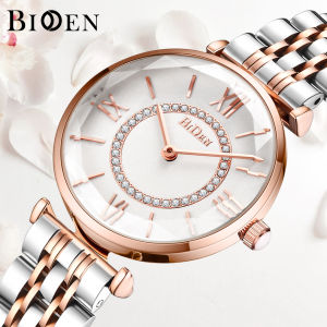 Jam Tangan BIDEN wanita Mode Santai Bisnis Berlian Tali stainless steel Tahan Air Jam Tangan