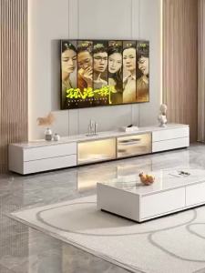 [Cozy ]TV Cabinet Solid Wood Tea Table TV Cabinet Combination Small Household Floor Standing Storage Cabinet Rock Panel TV Cabinet