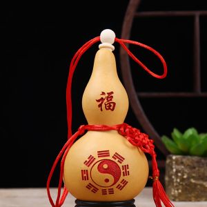 RANZH 1pcs Carve Patterns Yin Yang Handmade Photo Props Tai Chi with Tassel Gourd Crafts Housewarming Gift Hanging Ornament Home Decor