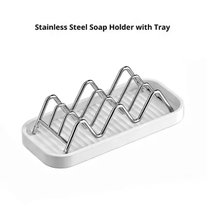 Stainless Steel W-Shaped Soap Holder Space Saving Non-slip Soap Storage Ra Drain Tray Taco Holder