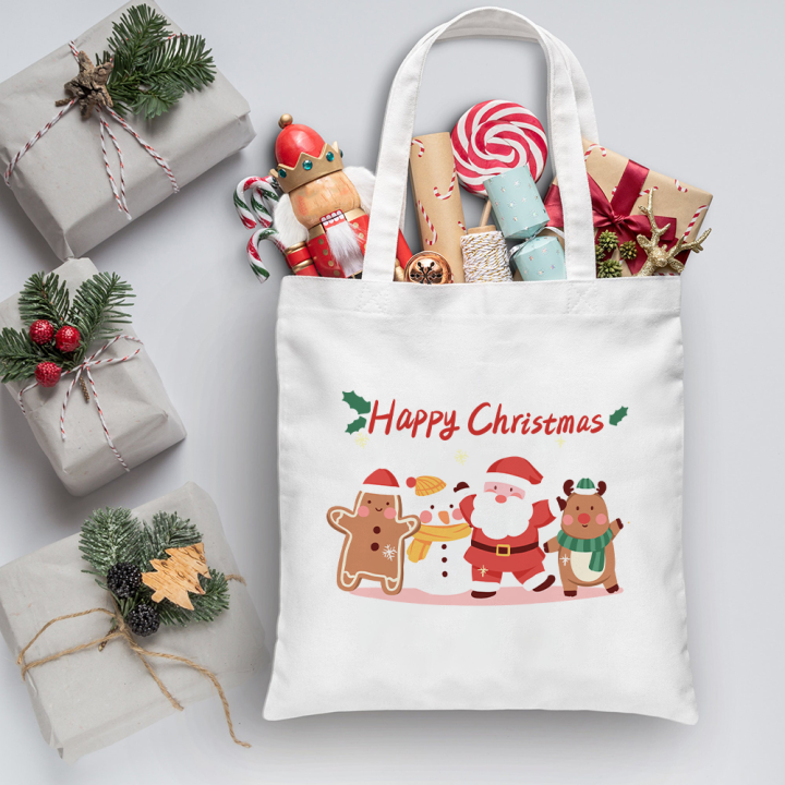 Merry Christmas Handbag Fashionable Santa Claus Canvas Bag - Main Image