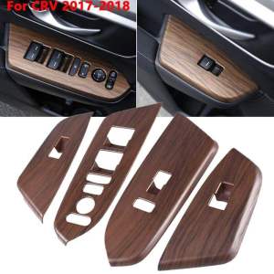 LOONGMALL  4Pcs Car Peach Wood Window Switch Control Panel Cover Trim Plastic For Honda CRV 2017 2018