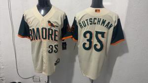 Embroidered baseball jersey in stock 2026 new MLB Baltimore Orioles embroidered baseball jersey size 35 # RUTSCMHAN jersey outside