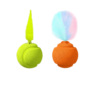 OUTOPEN 2PCS Funny Pet Bouncy Ball Toy Squeaky Bite Resistant Squeaky Rolling Ball Creative Cat Catching Ball Cat Toy Ball Indoor Outdoor