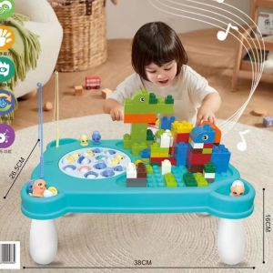 [semuajual]2 in 1 Mainan Meja Pancingan Ikan Kombinasi Balok Susun / Fishing Paradise With Block