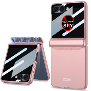 for Samsung Galaxy Z Flip 7 Case with Privacy Screen Protector & Hinge Protection360 Full Body Hard Military Shockproof Rugged Spine Cover Protective Case for Galaxy Z Flip 6 Case