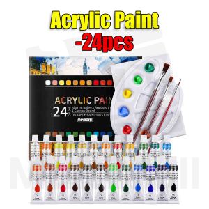 24 / 12 pcs High Quality Acrylic Painting Set Gift Set Brush Canvas Palette | acrylic paint set | acrylic paint brush set Art & Crafts painting set for kid