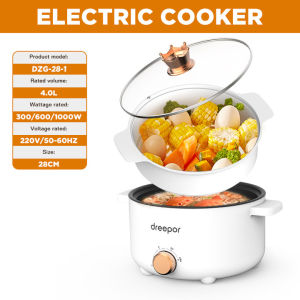 Dreepor Dreepor Periuk Pemasak Elektrik Pelbagai fungsi Dengan Kuali Tidak Melekat Pengukus 4L/6L Multi-Function Cooker Large Capacity Non-stick Electric Cooker Multipurpose Ramen Cooker