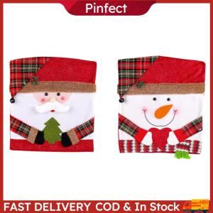 Santa Snowman Christmas Chair Covers Set 2 Pcs for Festive Holiday Home Decoration