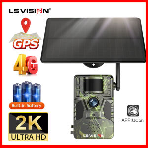 LS VISION 2K 4MP 4G SIM Card Solar Camera 0.2S Fast Wake-up Intelligent Alert Trail Camera UCon APP Outdoor IP66 Waterproof Wildlife CCTV Camera PIR Ai Move Tracking Automatic Recording Camera for Garden Yard Farms