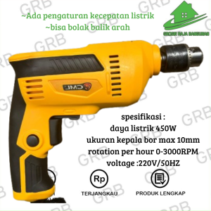 Mesin Bor Listrik Bor Tangan 10MM H & L /Mesin Bor Plus Kabel & Buku Manual/ Electric Hammer Drill