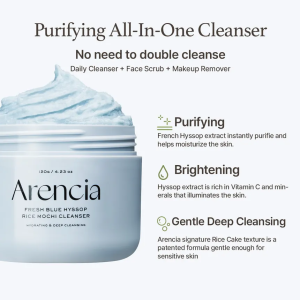Arencia Rice Cake Mochi Face Cleanser - 120g Signature Texture Facial Wash Korean Skincare For Dry Oily Combination Sensitive Skin