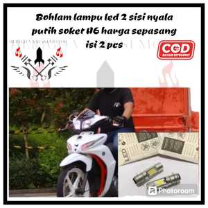 BOHLAM LED LAMPU DEPAN 2 SISI NYALA PUTIH SOKET H6 UNIVERSAL PNP JUPITER Z BURHAN Z1 NOUVO MX VARIO 110 KARBU DLL HARGA SEPASANG ISI 2 PCS