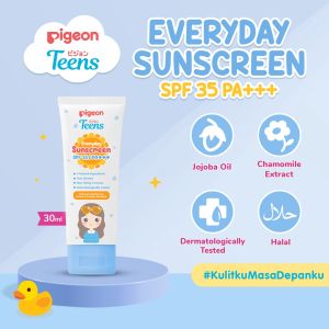 Pigeon Teens Everyday Sunscreen SPF 35 PA+++ 30ml | 60ml | Sunscreen Remaja Real SPF | No Whitecast | Non Sticky Formula