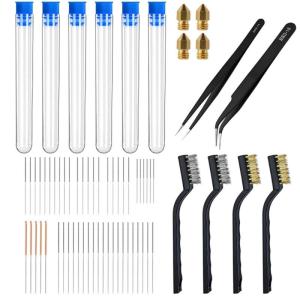 3D Printer Accessories Brass Nozzle Cleaning Kit Cleaning Pin with Tweezers Wire Brush For MK8 3D Printer Accessories