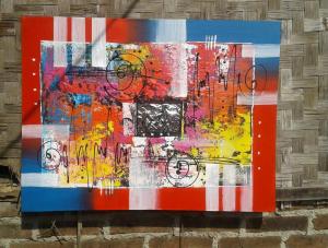 LUKISAN PLUS BINGKAI 60X 80 CM //ABSTRACT MODERN //BINGKAI MINIMALIS