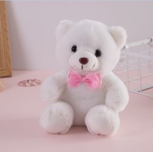 Intelligent illuminated teddy bear plush toyscolorful glowing bow tie bear dollfull body light flashing stuffed cuddle toy