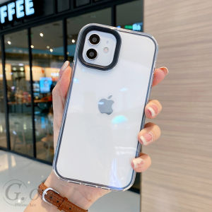 Shockproof iPhone Case For iPhone 6 6S 7 8 Plus XR 11 12 13 14 15 16 Pro Max X XS Max 3 IN 1 Candy Color Transparent Silicone Soft Protective Cover
