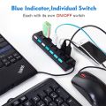 Usb 3.0 Hub Super High Speed Multi Usb Hub 4 Port / 7 Port Expander For PC Computer Accessories Laptop. 