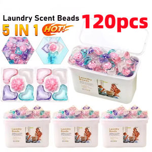 Free Gift 120 Pcs 5 in 1 Laundry Beads Pod Detergent Liquid Capsule Ball Washing Machine Powder Perfu