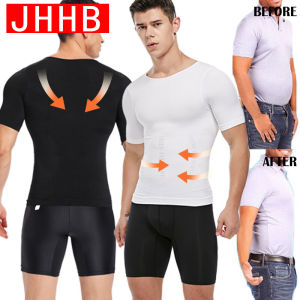 Men Body Shaper Compression Slimming T-shirt Waist Trainer Fitness Vest Fat Burn Chest Shirt