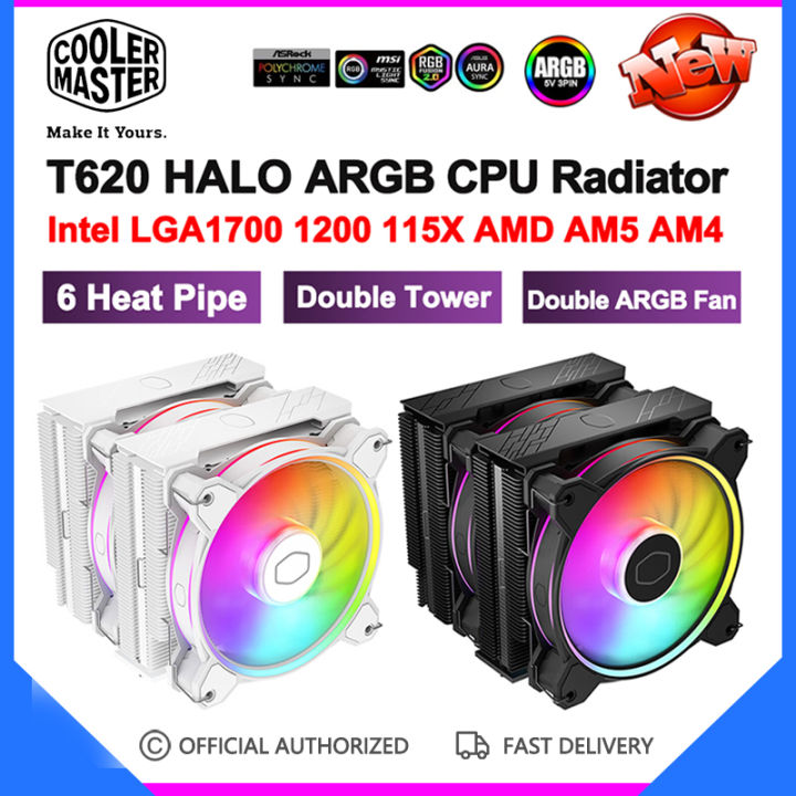 Cooler Master T620 HALO CPU Cooler 6 Heat Pipe Radiator Double Tower ...