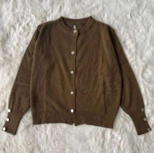 ~Aira Cardigan Basic Knit Kancing Silver