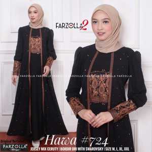 Grosiran - Gamis Abaya Terbaru Hitam Jersey Mix Ceruti Bordir Aplikasi Mote Hawa 724