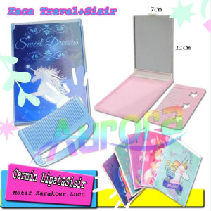 Kaca Travel Make Up & Aksesori Make Up: Cermin Lipat Mini & Sisir