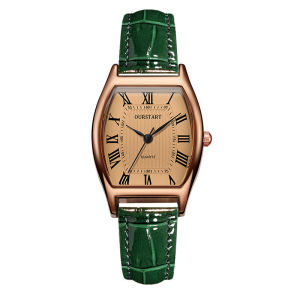 BAILUDAREN Womens Watch Good-looking Womens Niche Temperament Vintage Barrel-Shaped Simple Leather Watch Strap Womens Watch
