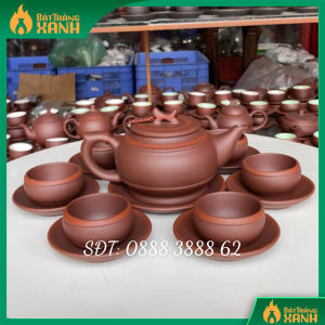 Bộ Ấm Trà Bát Tràng - Bộ Ấm Trống Chỉ Nguyên Mộc Đủ Phụ Kiện - Ấm Chén Nghệ Nhân Vương Mạnh Tuấn