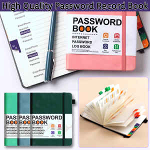 Password Log Tape Notepad Senior Citizen Web Site Email Password Record Book Notebook Multi-color PU Leather Privacy Record Book