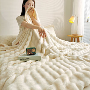 YONUO ผ้าขนสัตว์กระต่ายหรูหราสำหรับงีบสบายๆบนโซฟาหรือเตียงนอนนุ่มและอบอุ่น